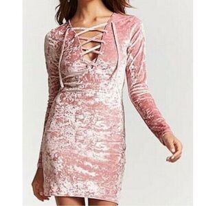 Forever 21 pink crushed velvet corset bodycon dress mini short club party casual